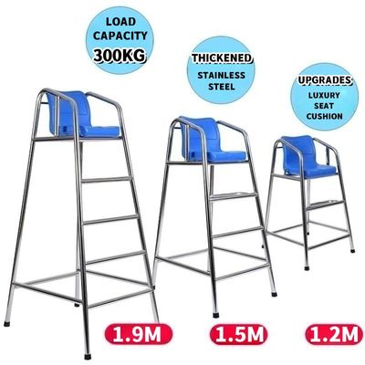 Giá tốt. Rts Water Park 304 Stainless Steel Lifeguard Chair Sliver+Blue Other Water Play Equipment trực tuyến