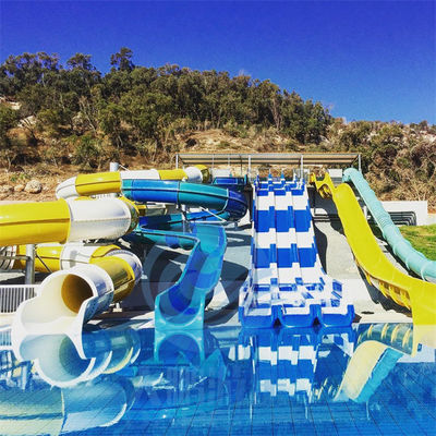 FRP Resort Water Slide Combo Children Adults Big Pool Water Slides RoHS Approved