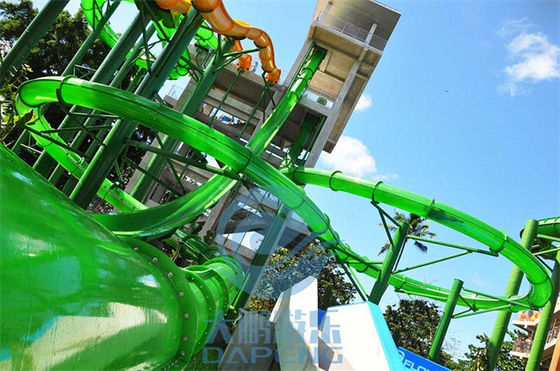 Đường trượt nước Aqualoop trong suốt 16m Đường trượt nước tự do người lớn xanh