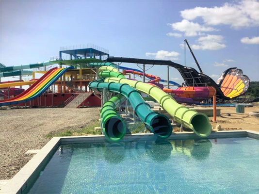Giá tốt. Aqua Park Triple Twist Water Slide ngoài trời 10m Sợi thủy tinh Màu tùy chỉnh trực tuyến