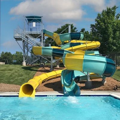 8m chiều rộng công viên nước trượt thương mại thương mại Slide sợi thủy tinh cho hồ bơi tư nhân