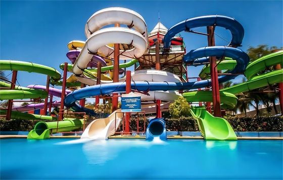 Công viên nước sợi thủy tinh cho trẻ em Slide ngoài trời chơi nước Lái lễ hội
