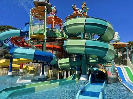 Giá tốt. Thiết bị công viên giải trí nước OEM Bộ slide sợi thủy tinh đầy màu sắc trực tuyến