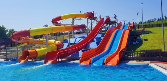 Giá tốt. Công viên chơi nước Slide nước sợi thủy tinh cho bể bơi trên mặt đất trực tuyến