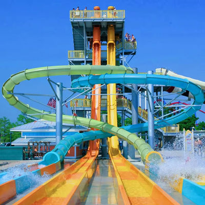 Giá tốt. Customized Colorful Fiberglass Water Park Slide Ending with Pool for Resort Hotels trực tuyến
