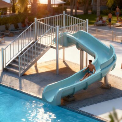 Giá tốt. Small Fiberglass Swimming Pool Slide Customized Design 3D Drawings One Year Warranty For Family Indoor Outdoor Residential trực tuyến