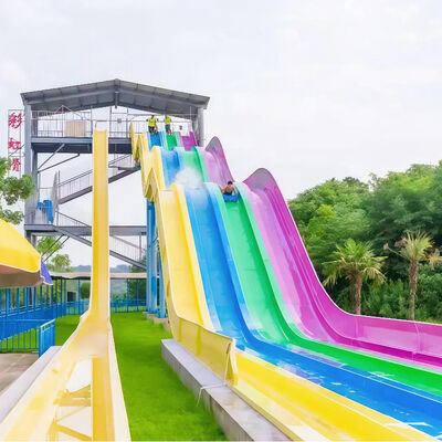 Giá tốt. 4 Lane Racing Rainbow Slide Fiberglass Người lớn thiết bị công viên nước tùy chỉnh cho các công viên giải trí thương mại trực tuyến