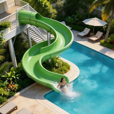 Heavy Duty Open Spiral Fiberglass Water Slide Đối với khách sạn thương mại Resort Bể bơi vui chơi