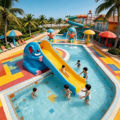 Giá tốt. Chủ đề voi trẻ em Thiết bị chơi nước cho trẻ em Công viên nước Splash Pad Và bể bơi trực tuyến