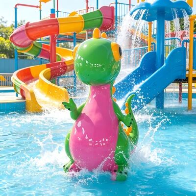 Động vật khủng long màu sắc Chủ đề trẻ em Thiết bị chơi nước cho ngoài trời Splash Pad Và vui chơi công viên nước
