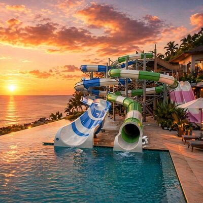 Mở Khóa xoắn ốc thủy tinh slide nước 6-8mm Độ dày cho hồ bơi thương mại và khách sạn giải trí vui vẻ