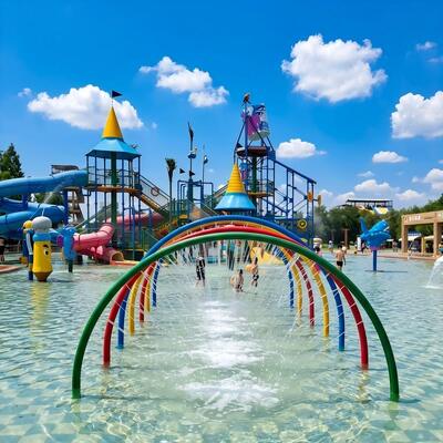 Giá tốt. Rainbow Arc Water Feature Thép kẽm cho công viên nước thương mại Splash Pad And Kid Pool 1 năm bảo hành trực tuyến