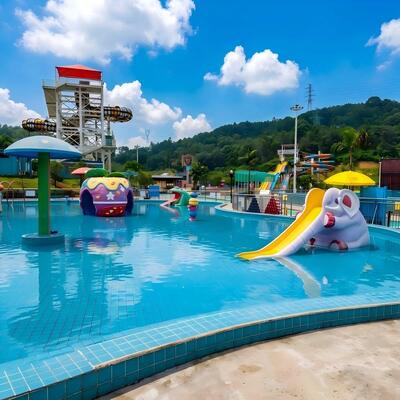 Commercial 1.8m FRP Mushroom Water Splash Pad With Slides And Fountains For Aqua Park Kids