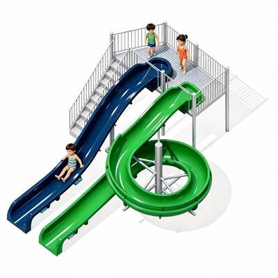 Sự kết hợp nhỏ gọn xoắn ốc và thẳng thủy tinh sợi trượt nước cho công viên nước thương mại bơi trượt