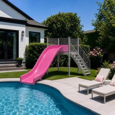 Giá tốt. Nhà ở bền màu hồng rộng slide nước sợi thủy tinh cho người lớn hồ bơi riêng và trẻ nhỏ chơi vui vẻ trực tuyến