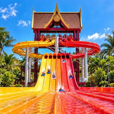 chất lượng Kombinasi Seluncuran Air Fiberglass Gurita Multi Jalur Sistem Wahana Warna Kustom Untuk Taman Air nhà máy