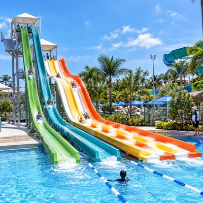 Giá tốt. Rainbow Racer Water Slide Multi Lane Fiberglass Slide cho công viên nước online