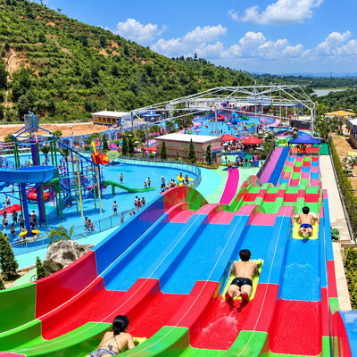 Giá tốt. Multi Lane Rainbow Racer Fiberglass Pool Slide Màu sắc tùy chỉnh cho công viên nước ngoài online